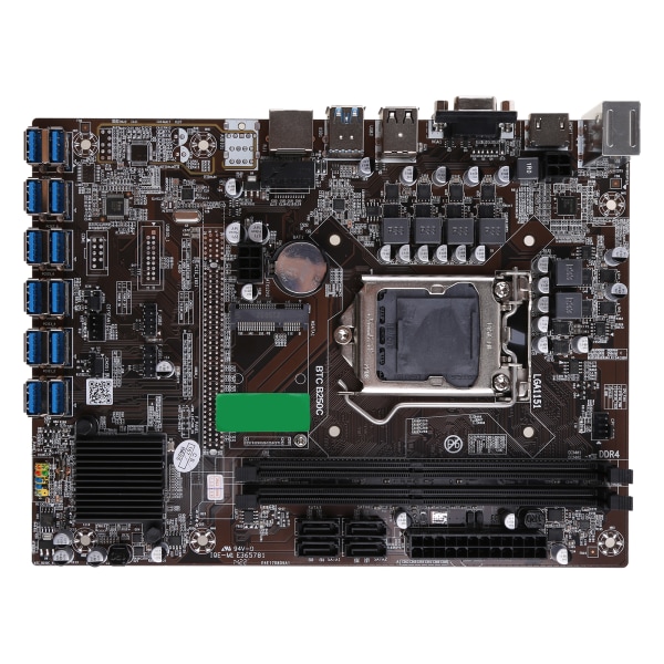 B250C BTC Miner CPU Moderkort Set med 12 videokortplatser Stöd LGA 1151 Minne DDR4 SATA 3.0 USB 3.0 Low Power