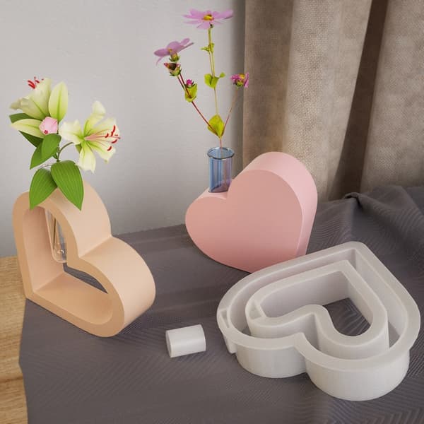 DIY Hydroponisk Vas Reagensrör Silikonform Hjärta Vas Blomkrukor Gipsform Solid
