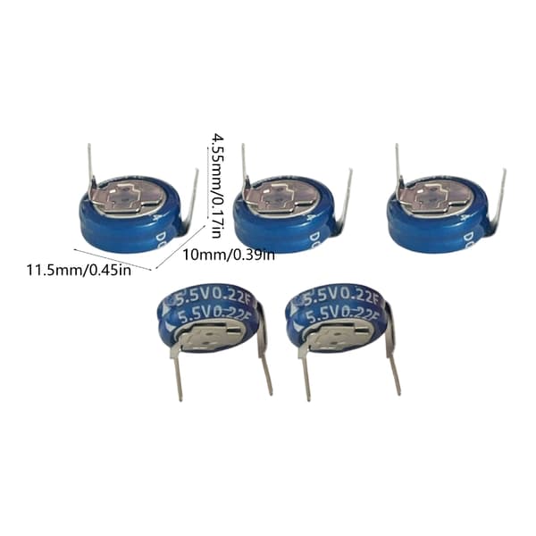 5 st högkapacitets 5,5V 0,22F superkondensator med lång livslängd H-typ design