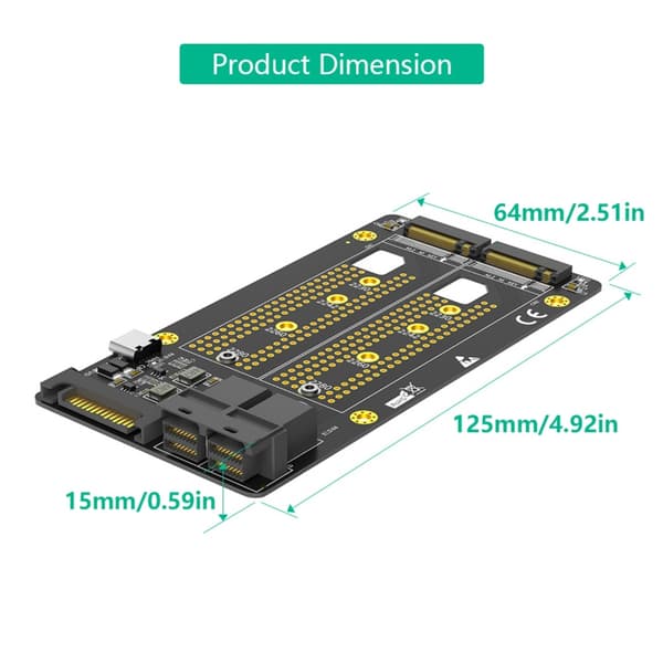 M.2-PCIe SSD -sovitin M.2 NVME SSD -sovitin Kaksi M.2 NVME-SFF-8643-sovitinta