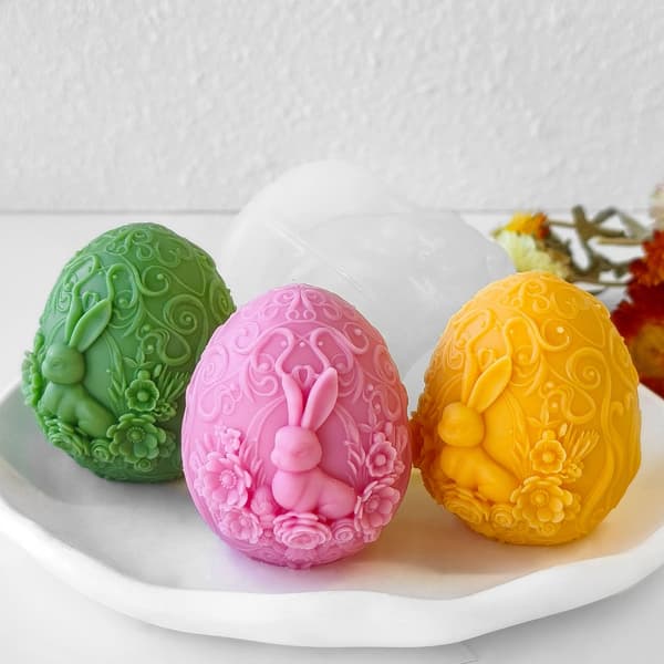 Robust Kanin Egg Silikonform For DIY Påske Duftlys Og Gaver