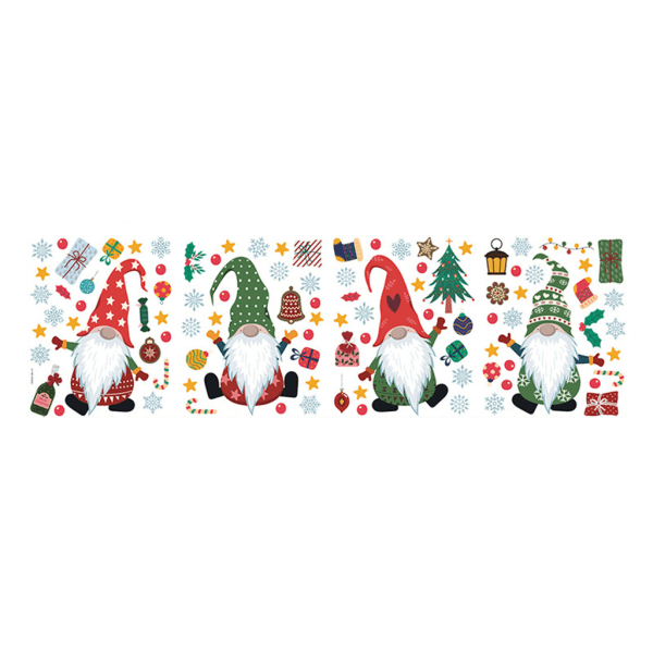 Christmas Window Stickers Gnome Dwarf Ansiktslös för docka Stickers Dörrfönster Cli A