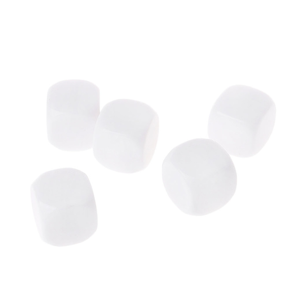 Plast 6-sidig Blank Terning 20mm 0.78In Digitalt Tall Prikker Kuber Firkantet Hjørne For Barn Pedagogiske Leker DIY Brettspill