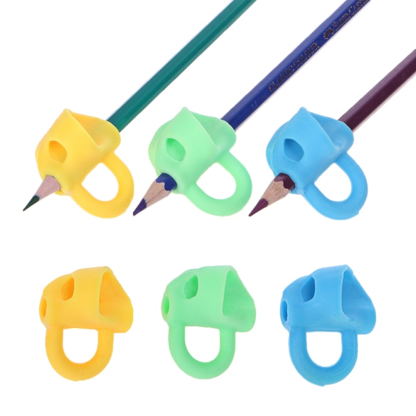 3st mjuk silikonpennhållare för höger- och vänsteråringar Barn Toddler Ergonomisk skrivhjälp Färgglad penngripare