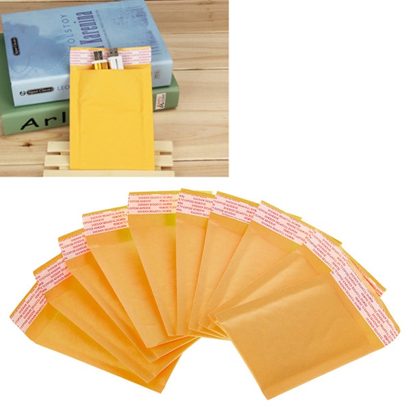 10 st Kraft Bubble Mailers Gula vadderade postpåsar Papper Kuvert