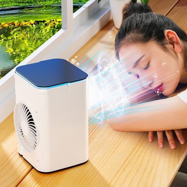 Miniature Desktop Luftfugtende Aircondition Ventilator USB Genopladelig Køleventilator