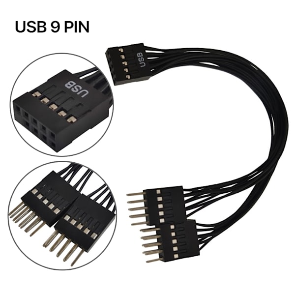 USB 9-pin hun til han adapter header kabel USB forlængerledning 10 cm