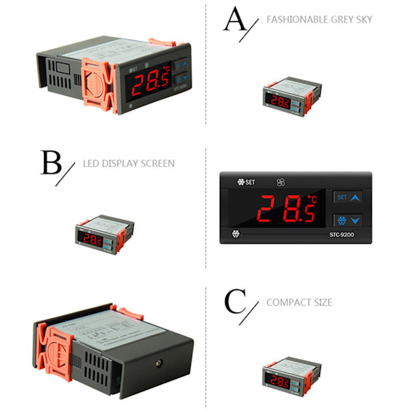 Digital Display PID Temperaturregulatorer Termostat Regulator 220VAC 50Hz K Sensor Termoelement för Kylskåp