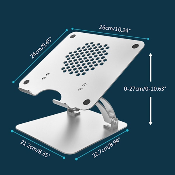 Bärbar datorställ Justerbart notebookställ i aluminiumlegering för 11-17,3 tum bärbar bärbar bärbar datorhållare Grey