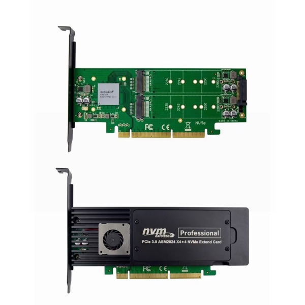 4 portar ASM2824 PCI-E X16 adapterkort 4-kanals NVME SSD-konverteringskort Industriell serverlagring expansionskort