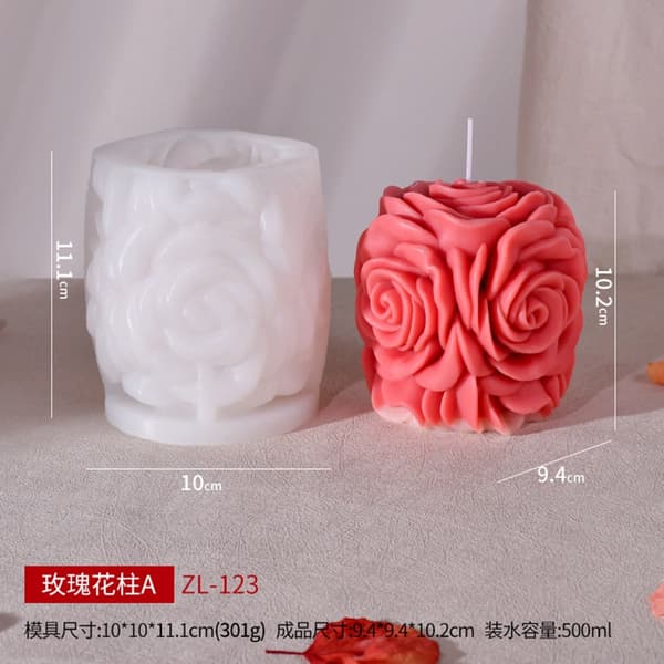 Rose Blomst Lysform til DIY Lys, Epoxy Resin Form Non-Stick A