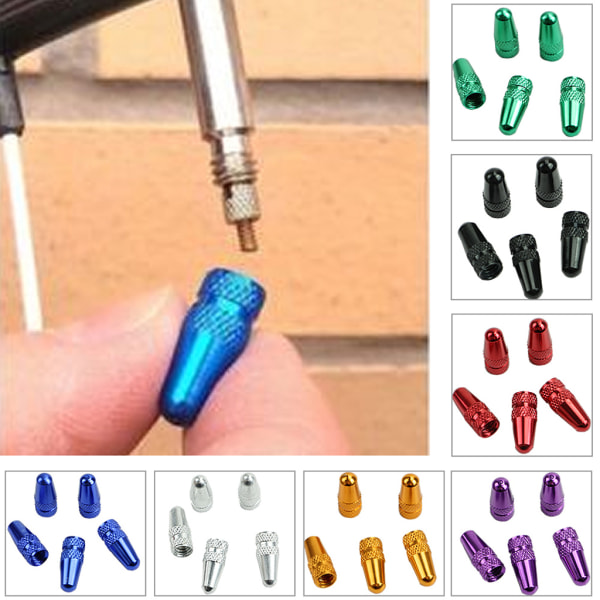 5 st/lot Aluminiumlegering Road MTB Track Racing Bike Tube Tire Cykeldäck Wheel FV French for Valve cap Presta for Val Green