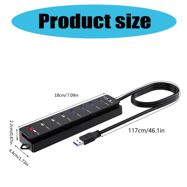 8 Port USB Hub USB 3.0 2.0 Hub Multi USB Port Hub USB Multiple Port Adapter