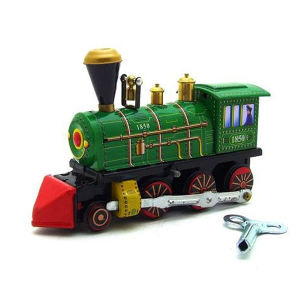 Vintage Wind Up Toy Train Wind Up Toy Clockworks Toy Grön Lokomotiv Leksak Fordon Leksak Lokomotiv Modell Train Toy