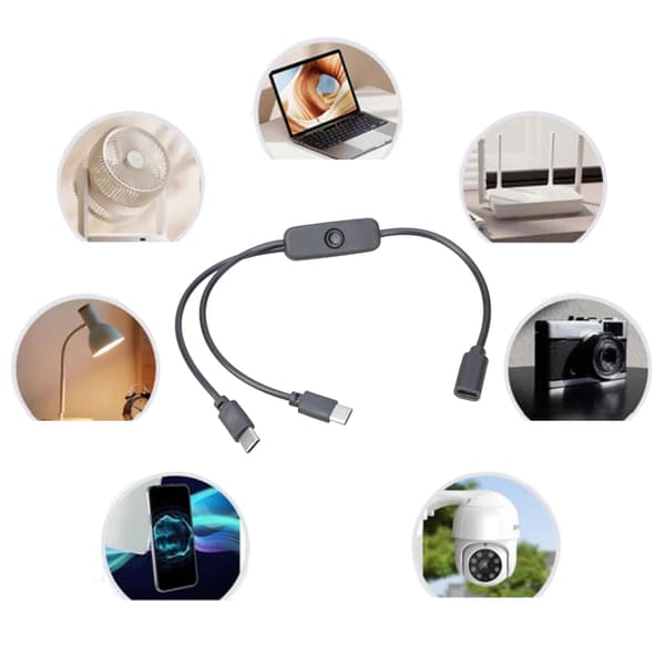 Type C Hun Til To Type C Han Oplader Splitter 5V Strømkabel til Smartphones