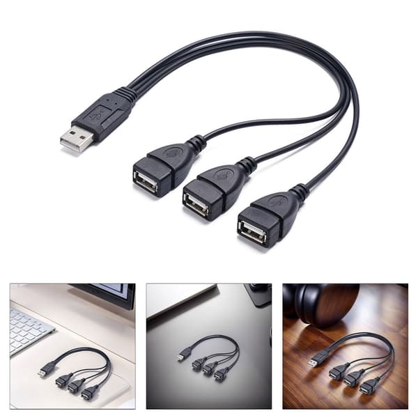 USB2.0 Hane till Trippel Hona Splitterkabel med Dataöverföring för Surfplattor PC