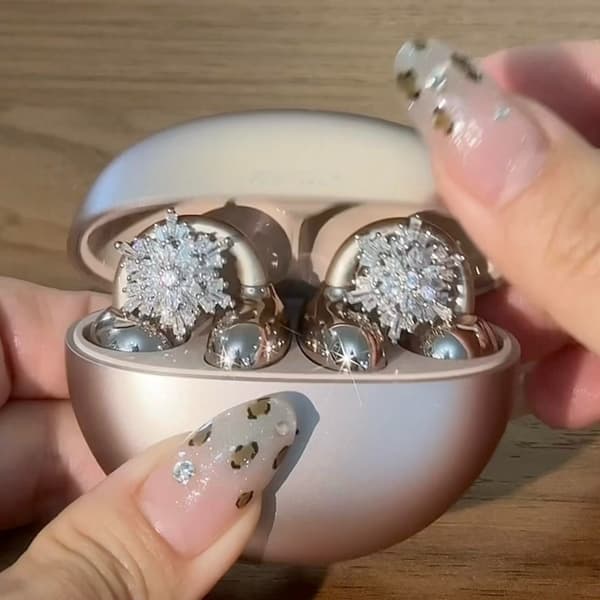 Glittrande Strass Hörlurs Öronklämma Intrikat Vinterflingdesign Klämma