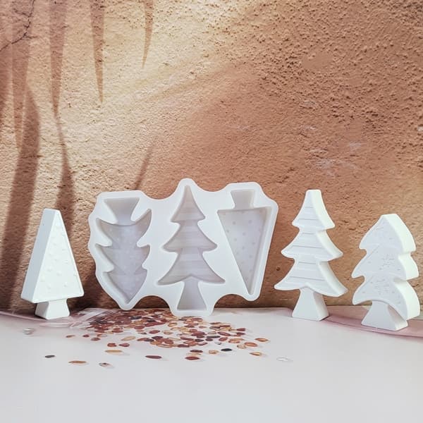 Silikonform for juletre, lysform, julepynt, resinform, gave