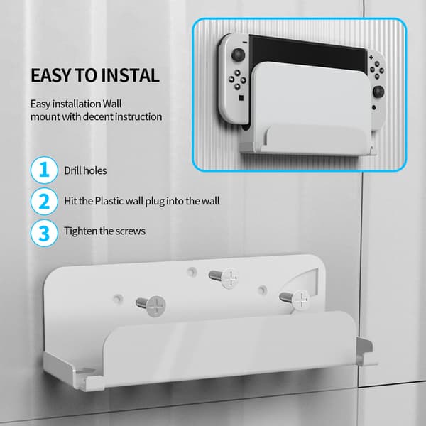 Vægmontering til NS Switch, Controller Vægmonteret Hængerholder Konsol Opbevaringsstativ Pladsbesparende Bag TV til Switch OLED