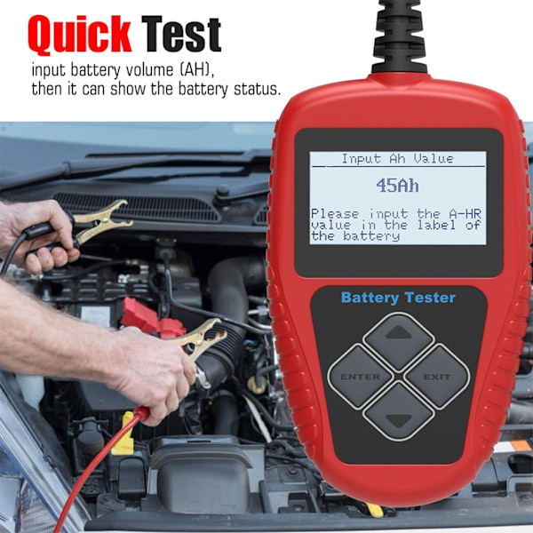 Bilbatteritester 12V 100-2000CCA Analysator Hurtig Start Opladningssystem Test