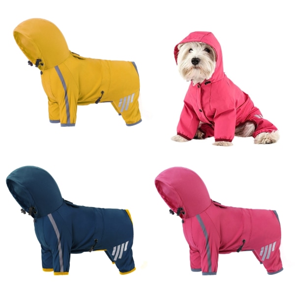 Regnkläder för hund Step In Dog Vindtät regnkappa FourSeason Pet Clothing Outdoor Walking Regnrockar med reflekterande ränder 2 XL