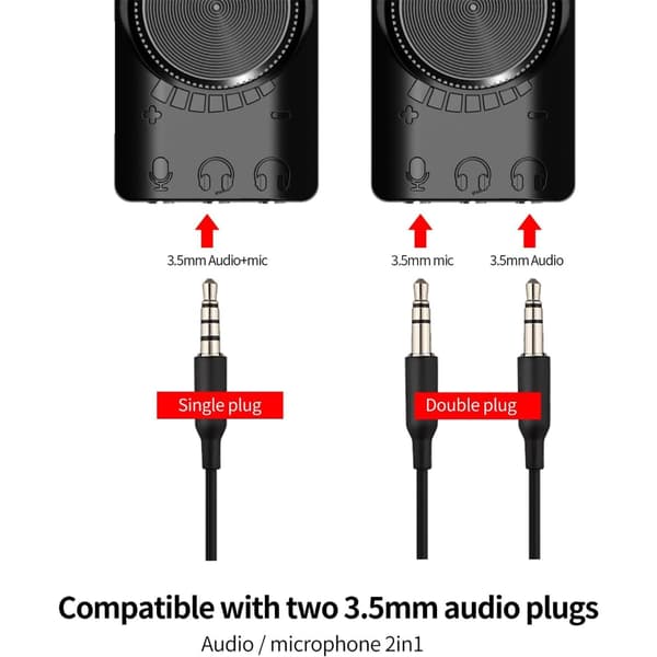 USB Eksternt Lydkort Adapter Virtuell 7.1 Kanal for PC Gaming Headset