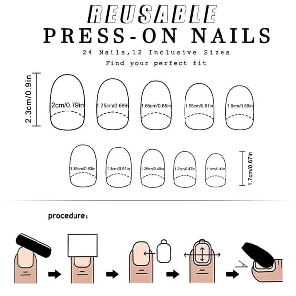 24 stk. jule-kunstnegl glansfuld kunstig negl til fester og fejringer