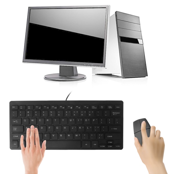 Kabelanslutet tangentbord Ultratunt Tyst Liten storlek 104 tangenter Mini Multimedia USB tangentbord