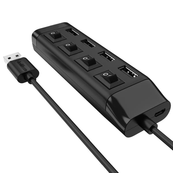 Universal USB-hubb 4 portar USB 2.0 splitteradapterkabel med strömbrytare