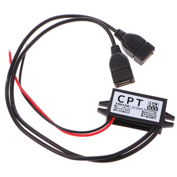 DC Konverter 12V Til 5V 3A Dobbel 2 USB Til Bil Strømregulator Spenningstrinn