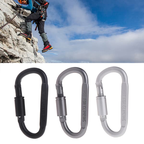 Aluminiumlegering D-ring Karbinhakar Clip D Shape Gate Small Keychain Karbinhake Clip Outdoor Camping Mini Lock Snap Hook Black