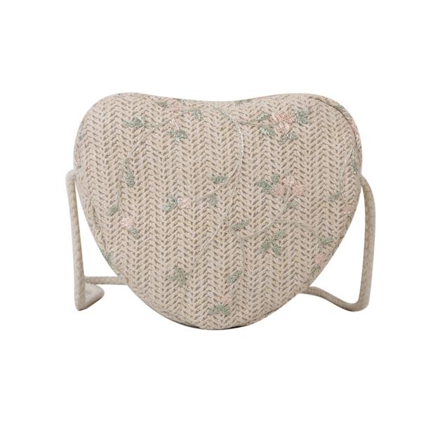 Hjärtformad Väska i Halm Kvinnor Vävd Crossbody Väska Shoppingväska Sommarhandväskor