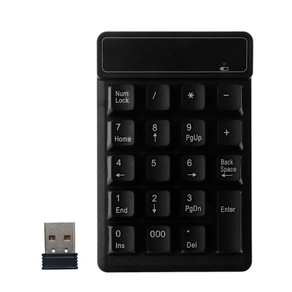 Litet Trådlöst Numeriskt Tangentbord Numpad 19 Tangenter med 2.4G USB-mottagare för PC