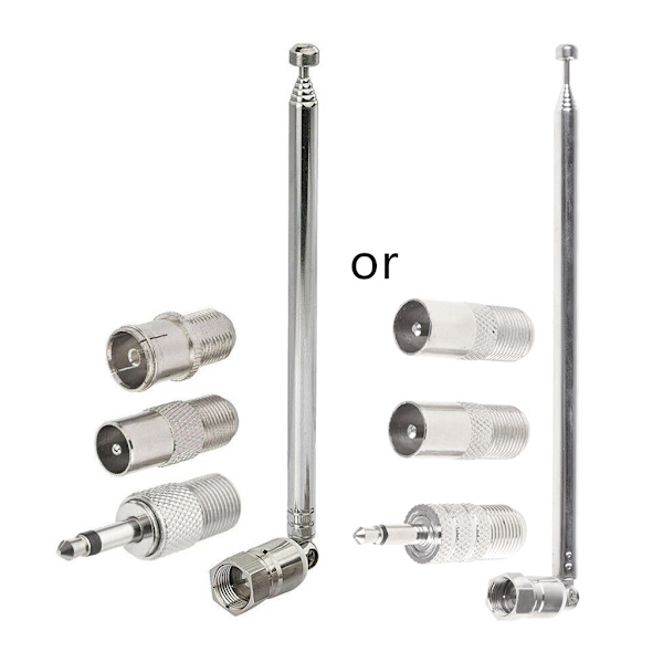 F Type FM Radio Antenne Teleskopisk FM Antenne Erstatning F Type Hunnplugg Kobling for m/ 3 Adapter Innendørs Radio Mottaker