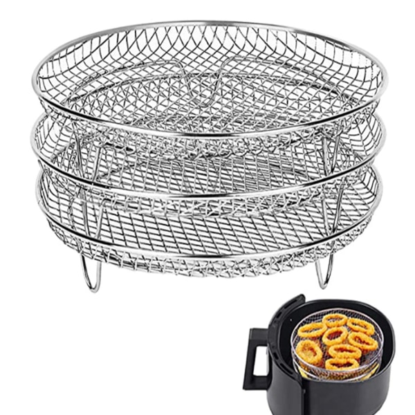 Air Fryer Ställ i rostfritt stål Flerlagers Dehydrator Rack Air Fryer Stålställ Tillbehör för de flesta Air Fryer