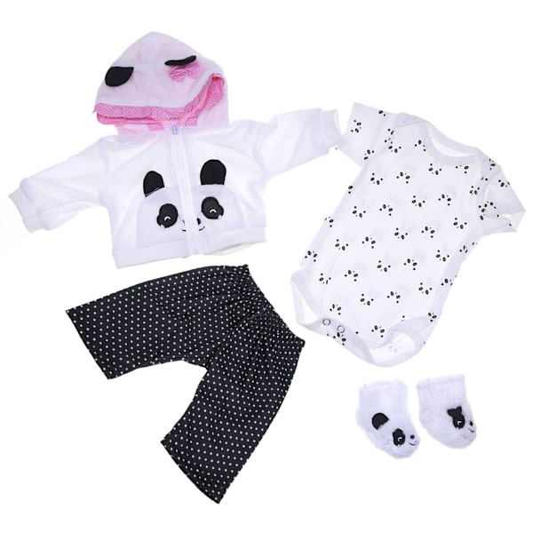 Återfödd Baby Leksak Kläder för 17-18 tum för Docka Flicka Panda Outfit Tillbehör