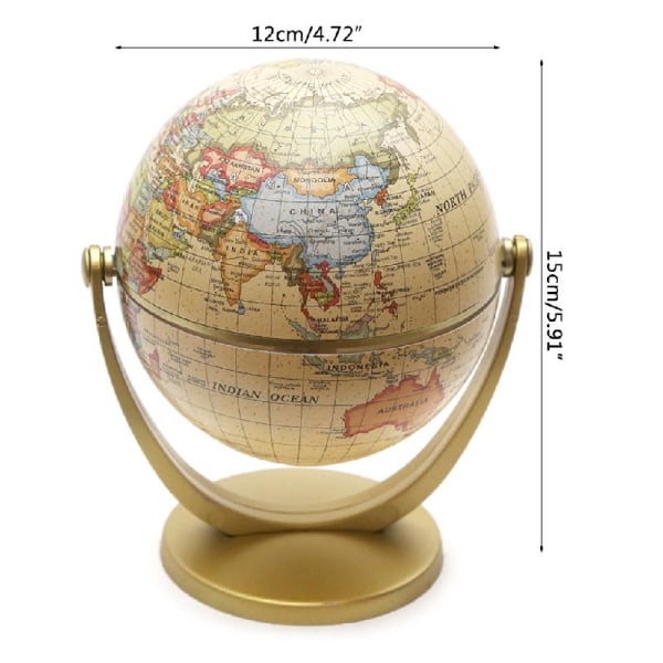 Vintage English Edition Globe World Map Dekoration Earth Globes med Base Geogra
