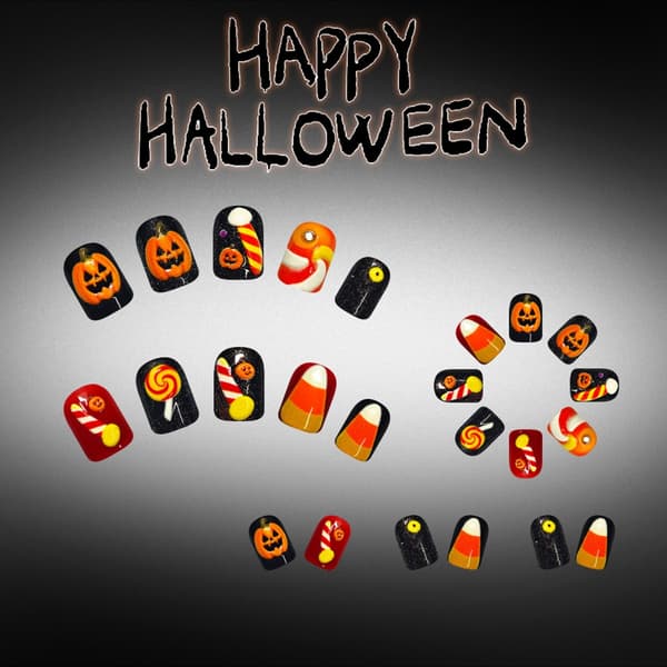 Halloween Press Ons Reflekterende Græskar Sæt til Efterårs Kostume Looks