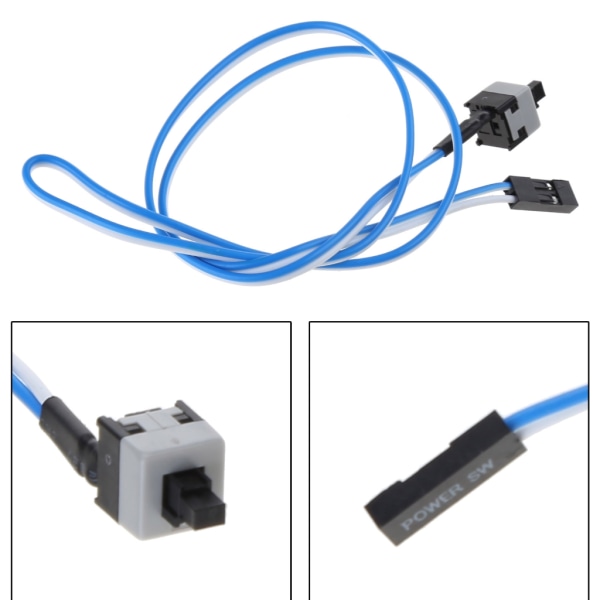 Power I/O-återställningsbrytare PC Moderkortskabel och knappbrytare Byt ut en trasig power /kabel på stationär PC Blue and white