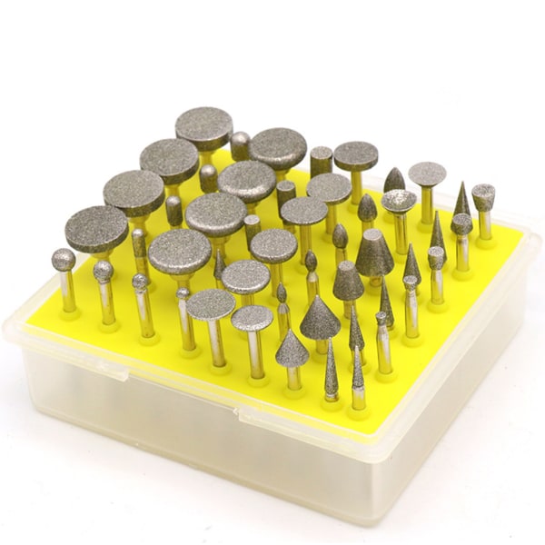 50 st/set Diamantbelagda roterande sliphuvuden Burr Set 1/8'' Skaft Designad för roterande verktyg Smycken Keramik Ädelstenar
