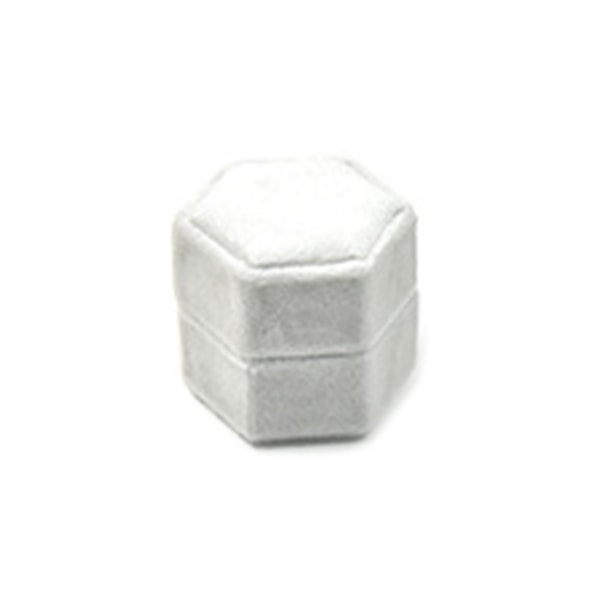 Vacker kvalitet Ny Hexagon Dubbel Ring Sammets Ring Box Födelsedag Jubileum Ring Box Hexagon Velvet Box för present White