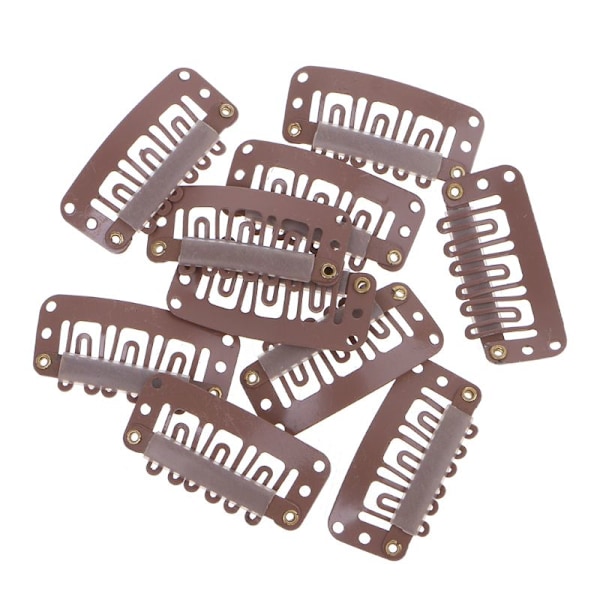 Hot 32mm 10 st Middle U Brown Snap Hårklämma För Peruk Hårförlängning
