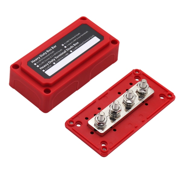 300A Bus Bar Box Kraftiga moduler Design Bus Bar Box med 4xM8 terminalbultar Tomt skrivutrymme för enkel märkning Black