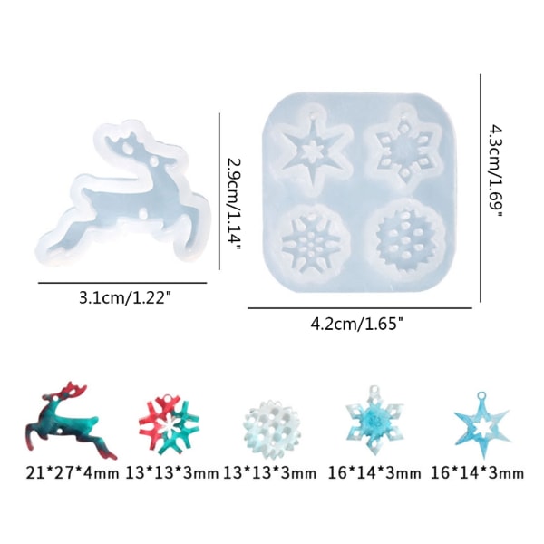 Gör-det-själv-jul molds Snowflake Deer Mould Tillbehör Silikonhängeformar för handtillverkning