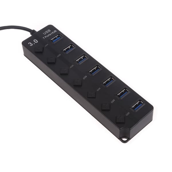 Brugervenlig 1 til 7 Port USB3.0 Hub med LED Lysindikator USB Splitter