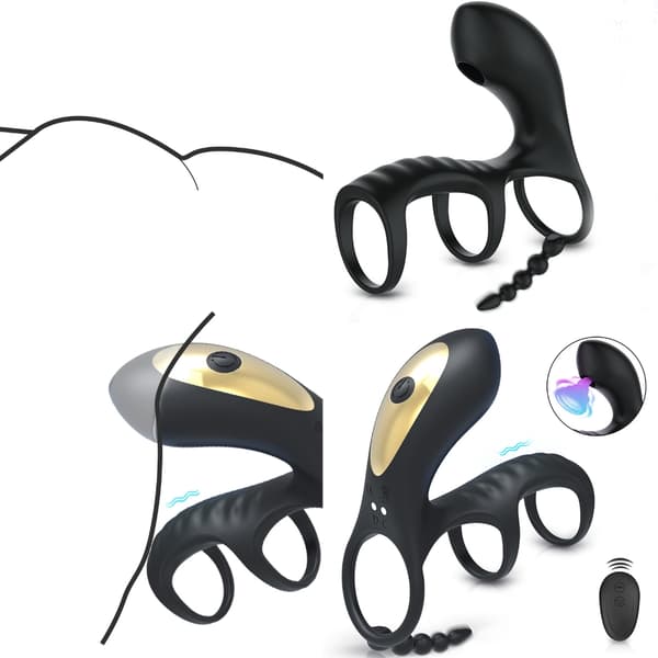 Vibrerende kukringer med klitorisvibrator 10 vibrasjonsmoduser penisringer