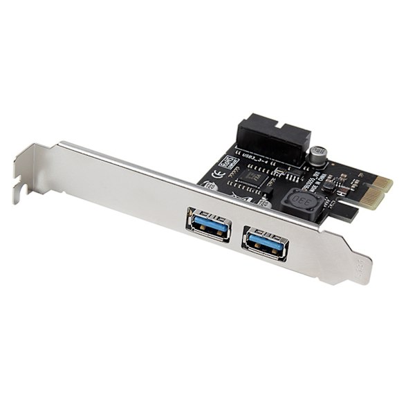 PCI-E till 2-portar USB 3.0 expansionskort PCI för Express Desktop External Controller Adapterkort med 19-stifts power