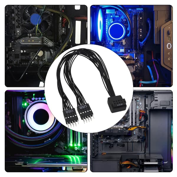 ClutterFree Desktop Løsning Bøjet USB Header Forlænger 9Pin til Dobbelt Port