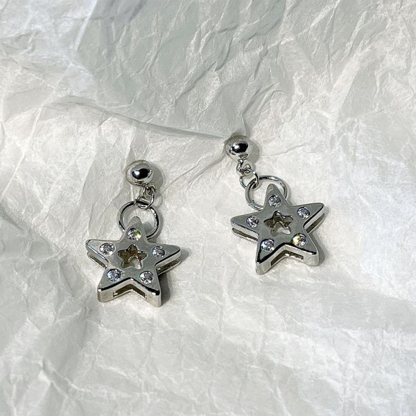 Rhinestones Star Drop örhängen Pentagram Dangle Örhängen Sweet Cool Stud Earrings Modesmycken för kvinnor Flickor