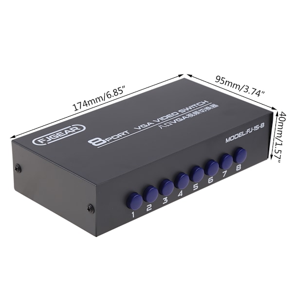 8 Port VGA Switch Video Switcher Box 1920*1440 250MHz 8 in 1 ut väljare för PC